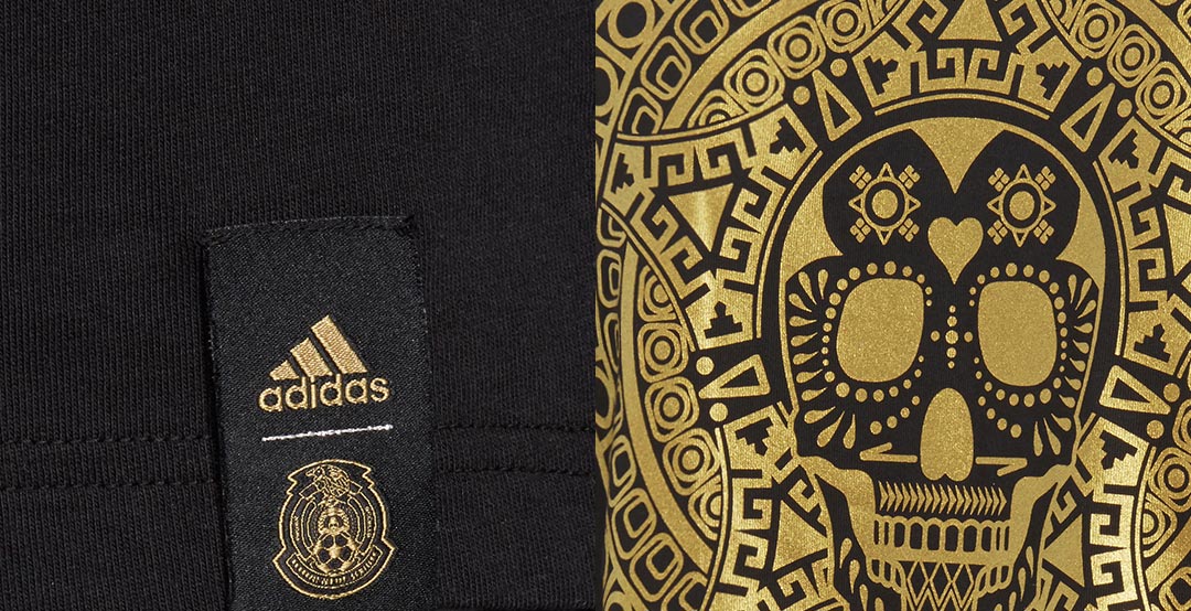 Stunning Black Gold Adidas Mexico Graphic Shirt Released Footy